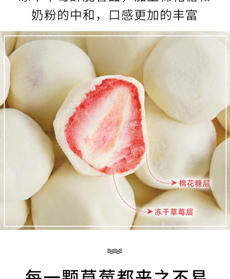 【3盒装】网红草莓冻干奶球酸果粒150g*3盒