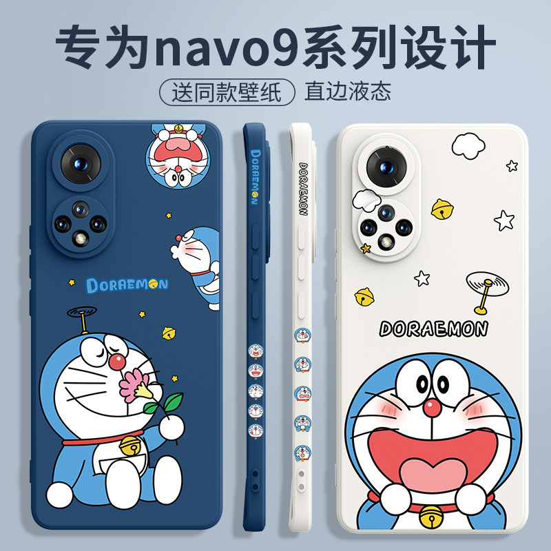 Huawei nova phone case Nova full series 6 7 8 9pro liquid silicone protective sleeve cartoon new ultra-thin anti-fall Nova tinkling cat soft sleeve Doraemon dream creative couple