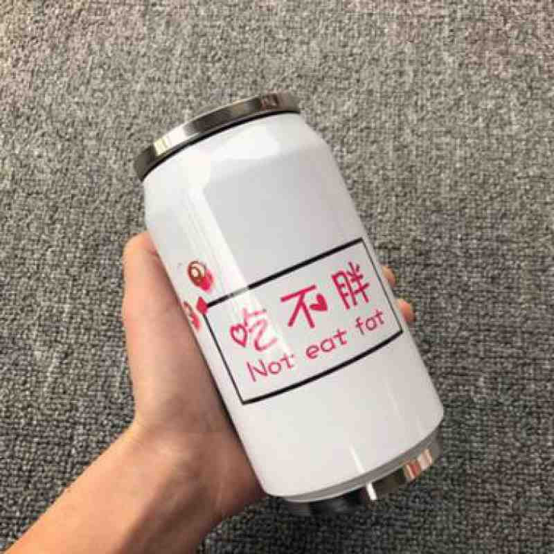 Custom pop can thermos cup printed photo lettering male and female student couple animation birthday gift stainless steel cup (