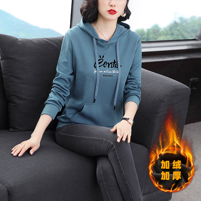 Mommy sweater women's autumn and winter 2022 new Korean version loose casual jacket ladies fleece thickened top trendy