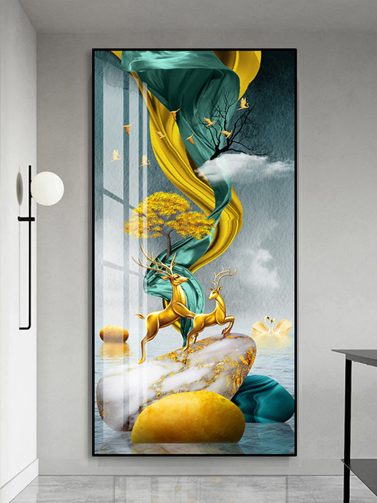 Genguan Decoration Painting Entrance Hallway Aisle Modern Simple Vertical Version Hung Painting Living Room Light Extravagant High-end Atmosphere Mural Painting