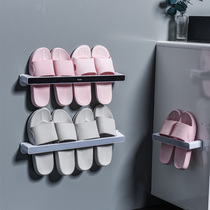 Bathroom slipper rack Wall-mounted toilet Shoe storage artifact Bathroom free hole drain shoe rack shelf