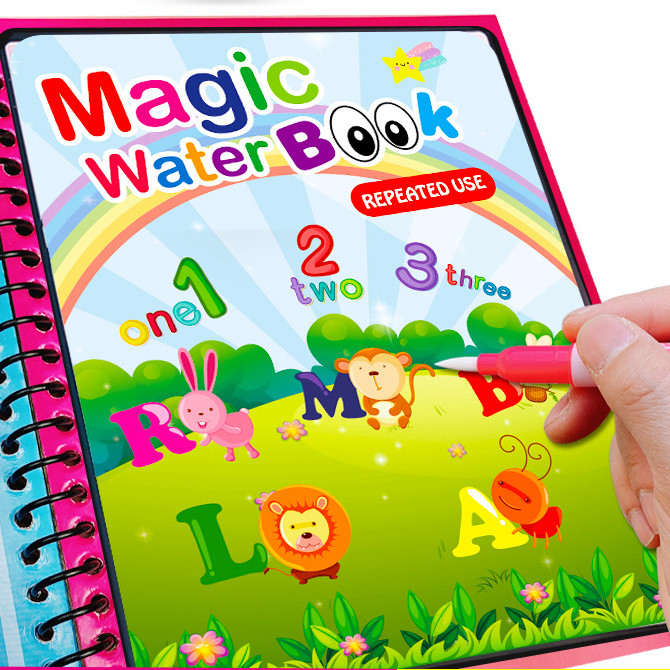 Children's magical water painting board clear water repeated graffiti water painting book educational handmade book coloring magic kindergarten baby - Taobao