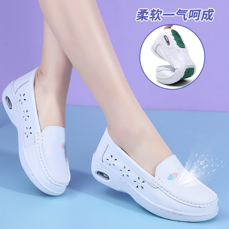 Noshike Nurse Shoes for Women, Summer, Spring and Autumn, Air-Cushioned, Soft-Soled, White Medical Shoes, Thick-Soled, Height-Increasing, Breathable, Non-Tiring Work Shoes