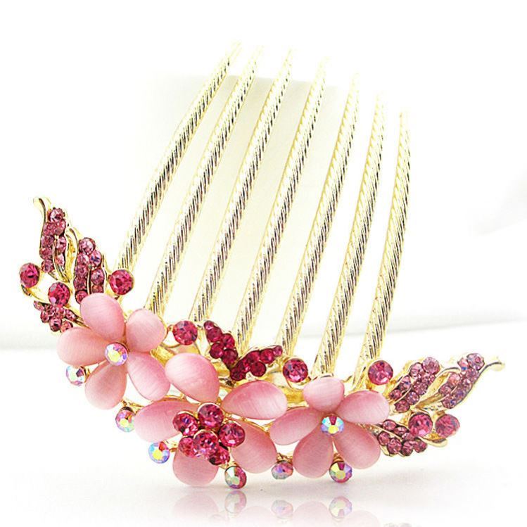 Hairpin ornaments rhinestone opal flowers insert comb disc hair with hair comb comb hairpin hair clip fashionable