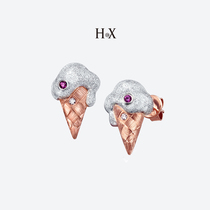 Original design 18k rose gold inlaid ruby diamond earrings Fashion stud earrings female jewelry earrings gift