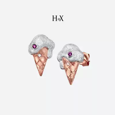 Original design 18K rose gold inlaid red treasure diamond earrings fashion ear needle female Jewelry earrings gift