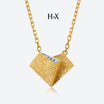 18K Gold Heart-shaped Diamond Necklace Woman LOCK BONE CHAIN au750 LOVING PENDANT LOVER 38 GIFTS TO GIRLFRIEND