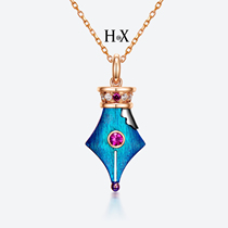 Original design Jewelry 18K Color Gold Red Treasure Necklace Fashion Pen Core Diamond Pendant Individuality Lock Bone Chain Gift