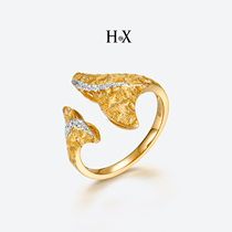 Original design Jewelry 18K Gold Diamond Ring Woman with live personality Personality Skirt ring fan tail finger present