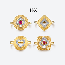 Original design Jewelry 18K Gold Red Treasure Diamond Ring Womens Personality Poker Elements Ring Girlfriends Tail Ring Martial