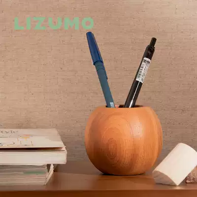 Wooden pen holder storage box student desktop office solid wood pen holder creative multifunctional simple personality female ins