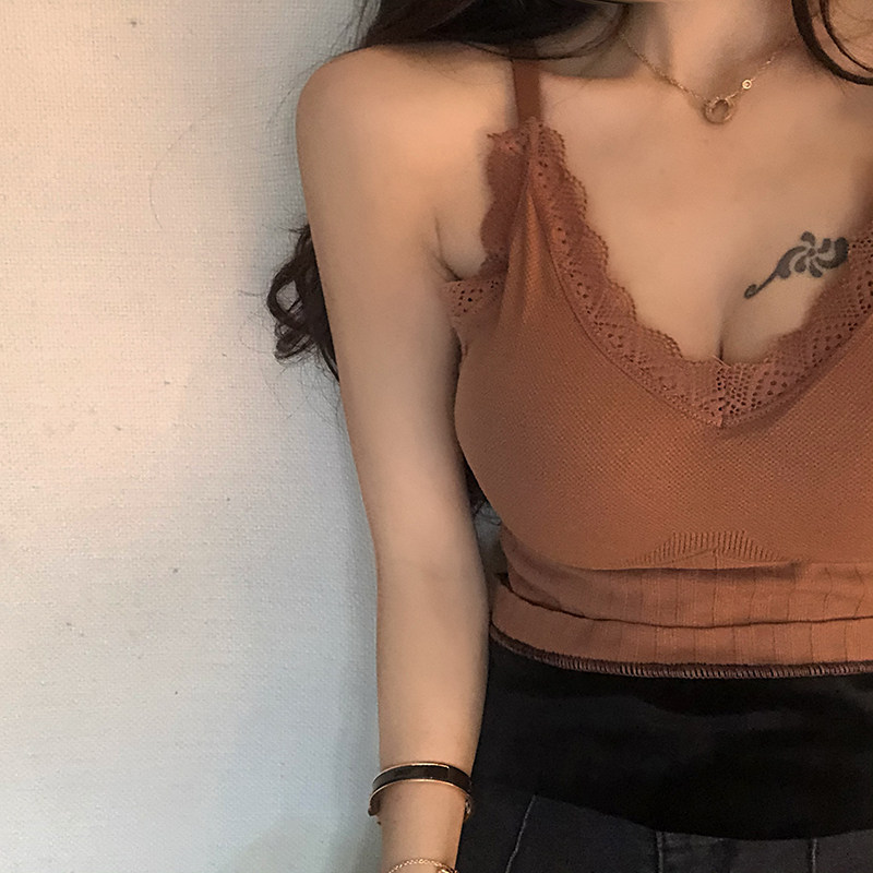 Pregnant women's autumn tops with chest pads lace plus velvet thick sexy inner wear autumn and winter pregnant women's bottoming camisole women