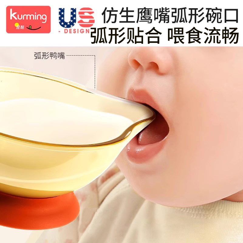 Baby Food Bowl, Special Feeding Bowl for Newborns, Suitable for Feeding Water and Rice Cereal, Eagle-Beak Bowl, Silicone Spoon, Newborn Small Bowl Set