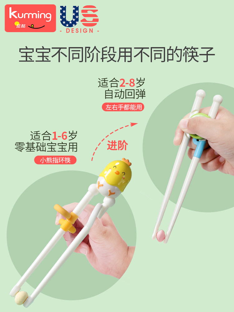 Children's Training Chopsticks for Ages 3-6, Special Practice Chopsticks for Toddlers, Eating Chopsticks and Spoons for 2-Year-Old Babies Learning to Use Chopsticks