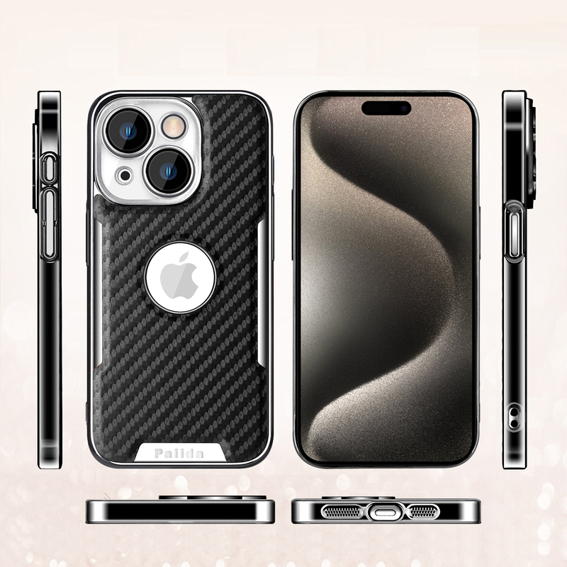 Apple 13 Phone Case New Carbon Fiber Pattern Heat Dissipation Electroplating Ultra-Thin 14 Creative Kevlar Pattern Hard Shell Anti-Drop Suitable for iPhone 13 Pro High-End Men's 15 Pro Max Full Protection Case
