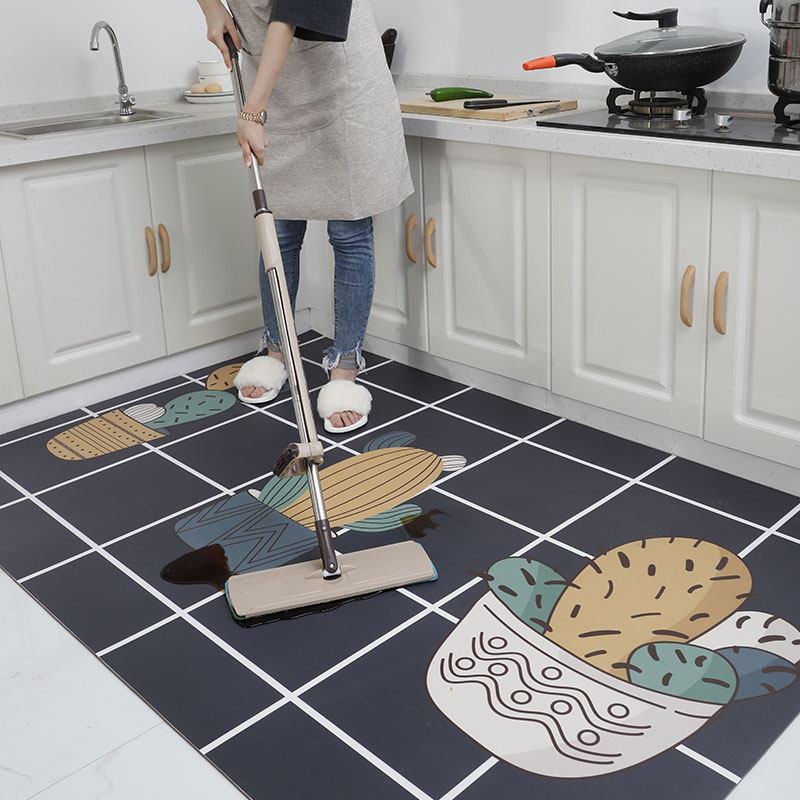 Kitchen mat waterproof and anti-oil anti-oil household with cleaning pvc mats can be wiped and washed with large area of carpet