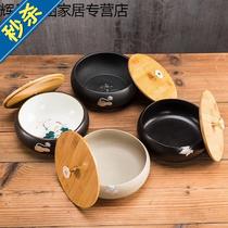 Tea cup pot tea C wash bamboo cover ceramic wash household tea wash cover black ceramic tea wash tea cylinder office tea