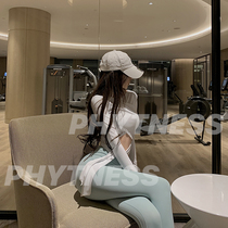 PHYTNESS LULU with the same nude sense of brushed yoga pants nine-point high waist hip fitness pants women