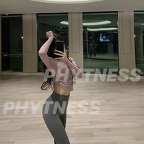 PHYTNESS RUFFLE drawstring strap yoga suit WOMENs TIGHT LONG sleeve fitness suit