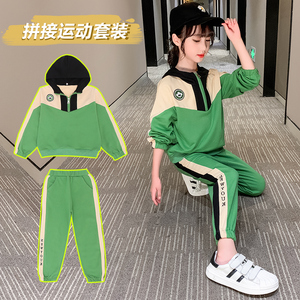 女童秋装卫衣运动裤套装外套长裤两件套童装