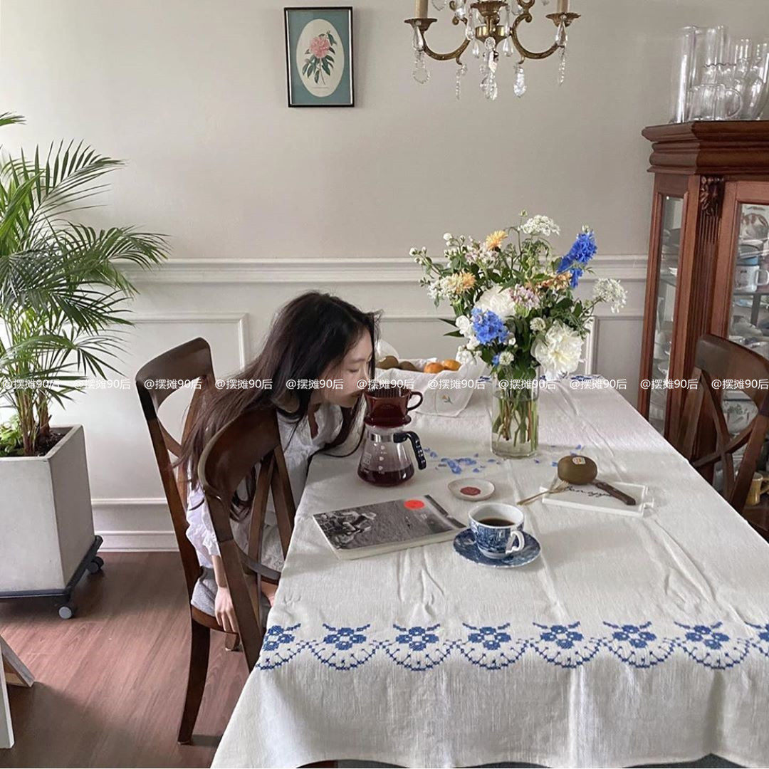 Stand 90 after Han Feng French embroidery tablecloth picnic cloth photo background cloth in background cloth