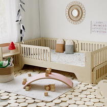 South Korean crib white birch wood multilayer solid wood board with guardrails child bed male and female baby single bed