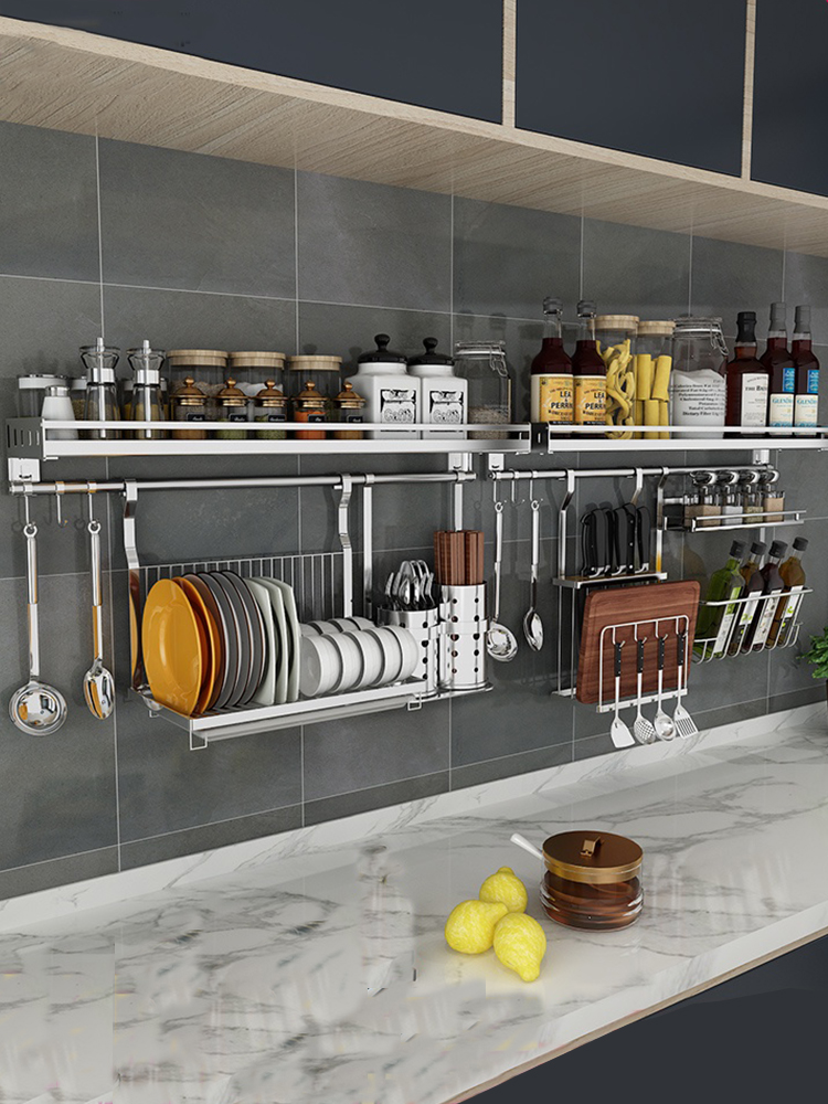 Godefroy Goethe 304 stainless steel kitchen rack free punching tool seasoning rack multi-functional storage rack