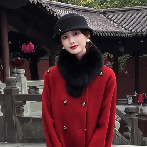 Черный зимний утепленный шарф, китайский стиль, с защитой шеи