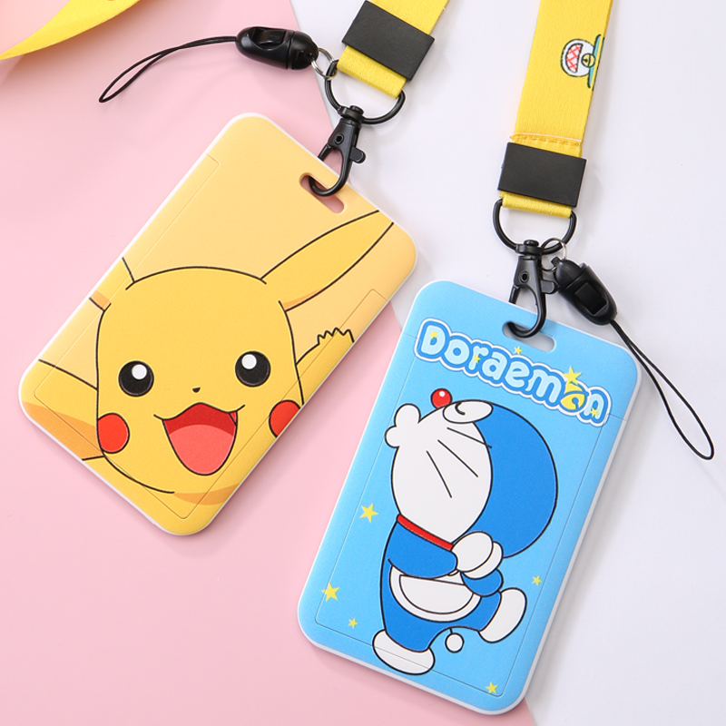 Cartoon cute cute student campus card set girl heart bus meal card access control brand badge lanyard protective cover Pikachu kindergarten shuttle subway Yangchengtong card set male keychain customization