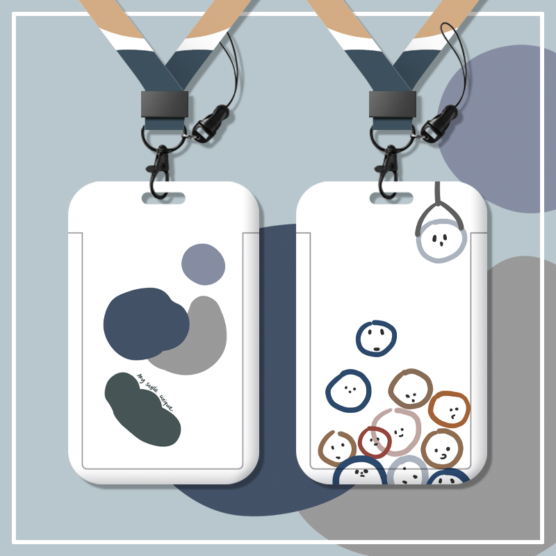 ins creative simple fashion student campus card set bus meal card access control factory card badge with lanyard hanging neck protective cover kindergarten transfer subway Yangchengtong card set key chain customization