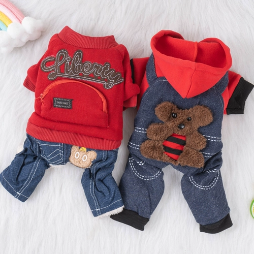 Щенка зимняя четверодочная одежда Тедди Бишон Медведь Померанский Корги