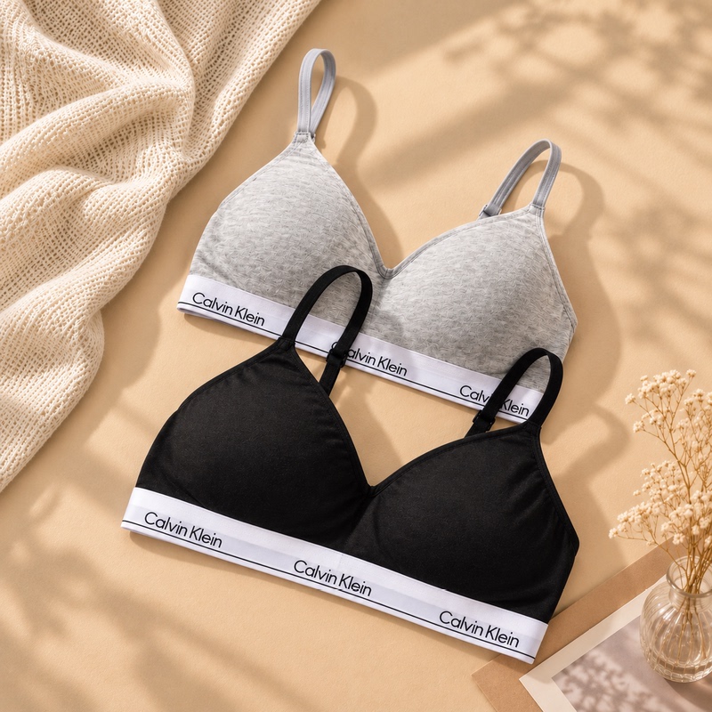 Calvin Klein Modern Gravity Strap Ck Underwear Wireless Triangle Cup Soft Support Thin Cup Women's Bra