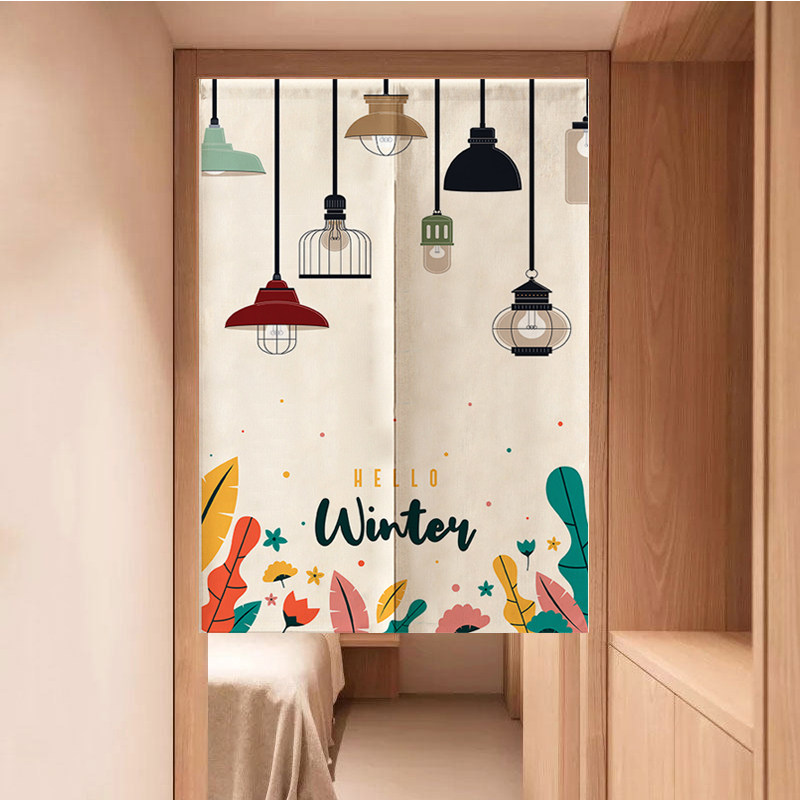 Nordic door curtain partition window bedroom half curtain household cloth curtain kitchen toilet windshield custom punch-free blocking curtain