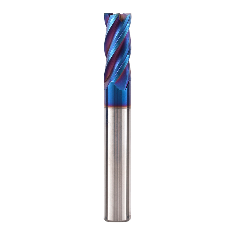 65 degree tungsten steel alloy milling cutter 4-blade quenching and hardening special stainless steel nano blue coating lengthened end mill