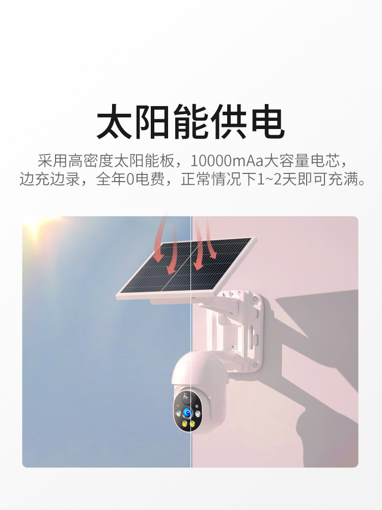 Xiaovv Solar-Powered Surveillance 360-Degree No Blind Spots 4g Home Mobile Remote Wireless Camera Outdoor High-Definition
