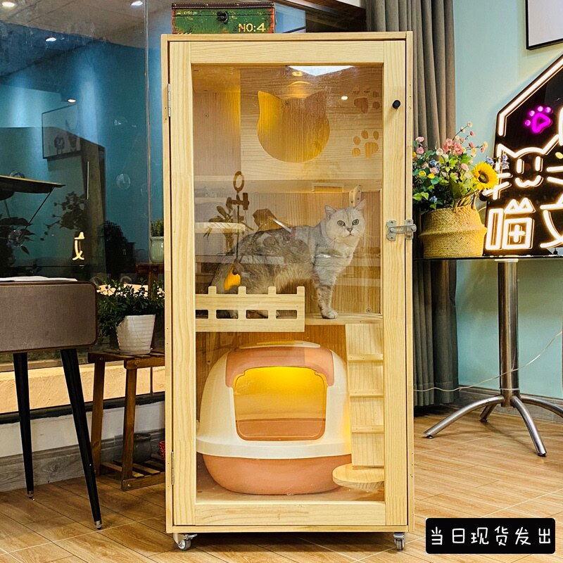 Cat villa Solid wood luxury cat house Cat cage Cat breeding cage Cat display cabinet Cat Apartment Cat Hotel cat nest Cat bed