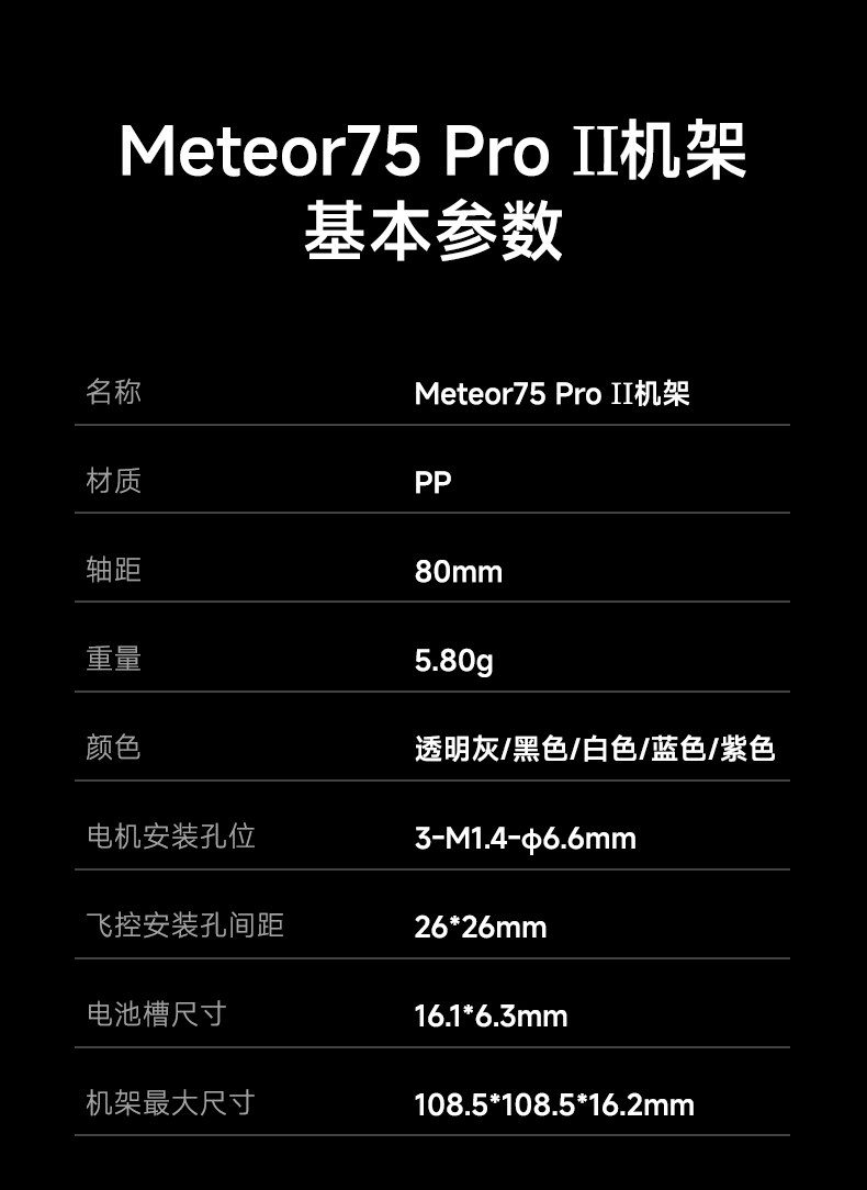 BETAFPV Meteor75 Pro II 機架fpv穿越機航模圈圈整機飛行器配件