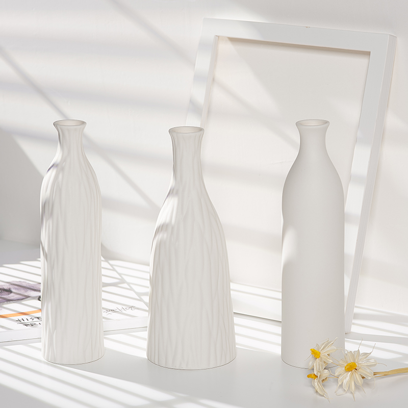 White Ceramic Drying Flower Vases Nordic Modern Home Creative Minimalist Pendulum Pieces Flowers Hydroponic Living-room Decorative Floral