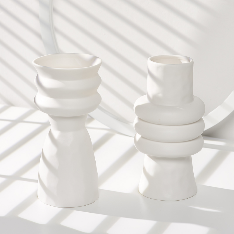 In Nordic white ceramic dry flower vase minimal creative home living room flower arrangement props