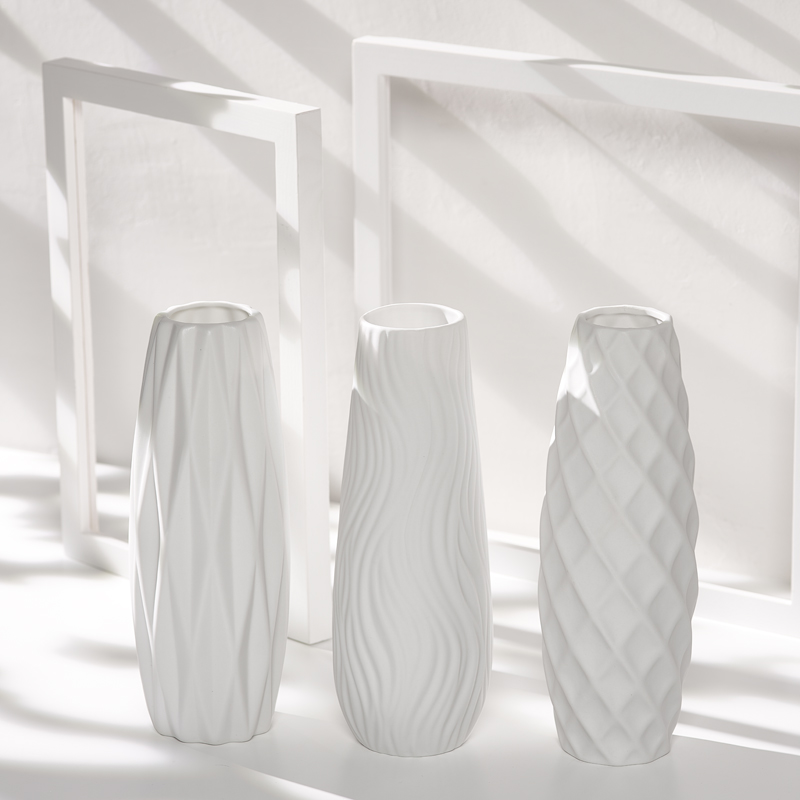 Nordic white ceramic aquaculture vase minimally creative modern dry flower home living room bedroom decorative fittings