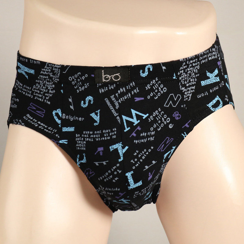 Pure cotton briefs men's briefs 100% cotton mid-waist print large size cotton shorts cotton youth middle-aged