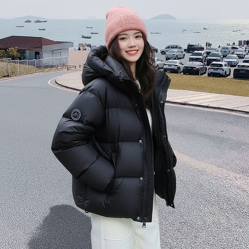 Black Puffer Short down Jacket for Women, Thickened, Loose-Fitting, High-End Style, Winter Warm White Duck down Coat Black Puffer Short down Jacket for Women, Thickened, Loose-Fitting, High-End Style, Winter Warm White Duck down Coat