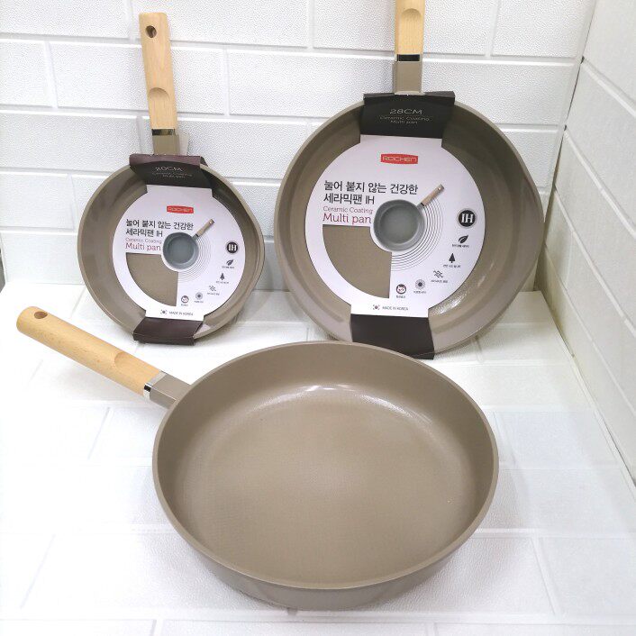 South Korea Eat Sow with the same roichen antibacterial ceramic coated gas induction stove deepened flat bottom non-stick frying pan