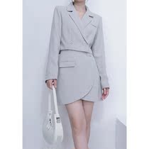 Sister Hus 2022 new two-piece commuter Korean simple short suit and irregular skirt suit