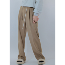 Sister Hu commuting lazy wind drape high waist wide-leg casual pants womens elastic waist drawstring straight suit trousers trousers