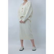 Sister Hu Loose Lazy Casual Twisted Sweater Cardigan Knitted Skirt Suit Female Autumn and Winter Two-piece Set