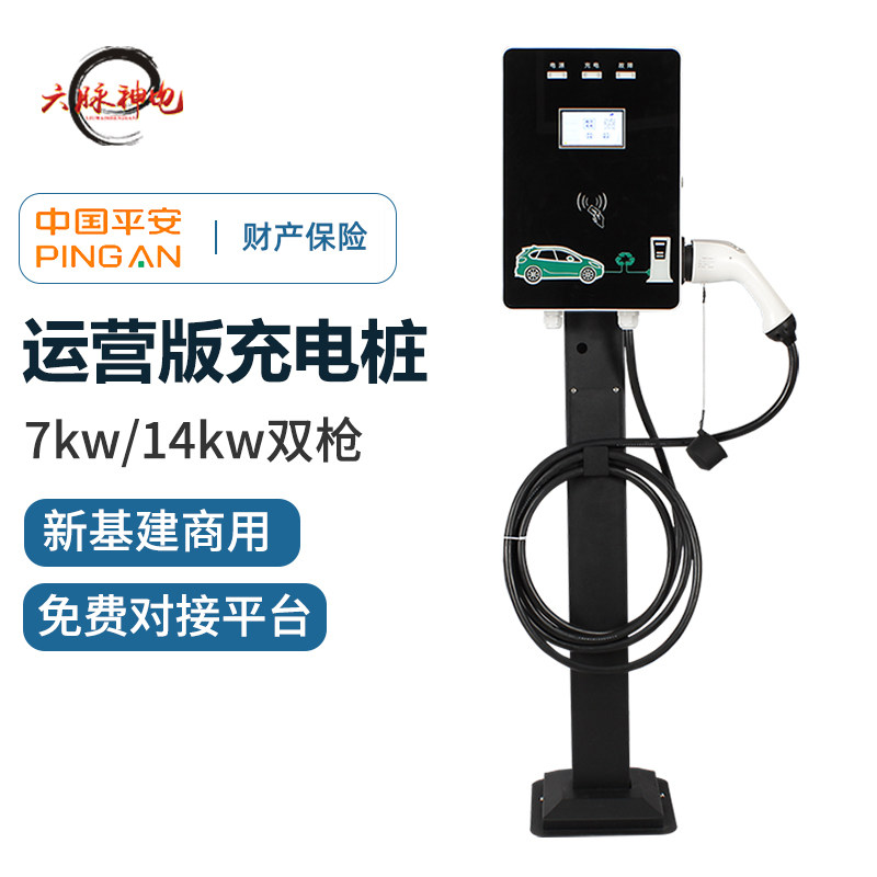 Six-vein commercial new energy AC charging pile 220V14KW dual-gun outdoor sweep code electric car charging pile