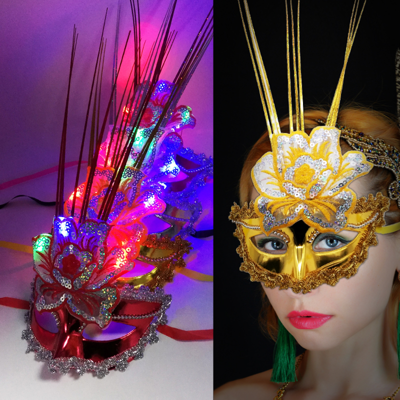 Glowing Princess Butterfly Rain Silk Mask Half Face Children's Day Masquerade Party Cos Female Masquerade Party Mask