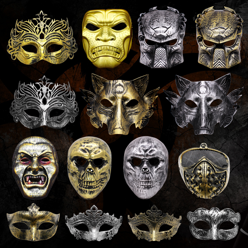 Masquerade Roman Style Antique Christmas Party Bronze Fit Half Face Carnival Mask Crown Men and Women